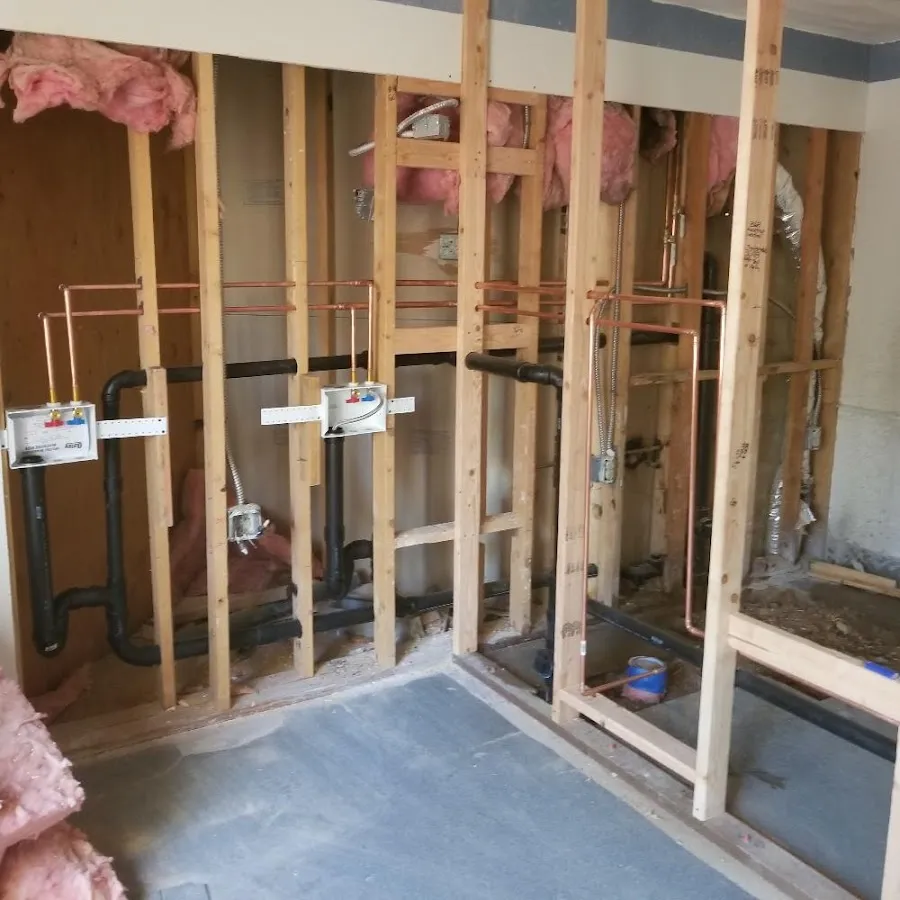 Copper pipe rough-in and plumbing installation in Providence Village
